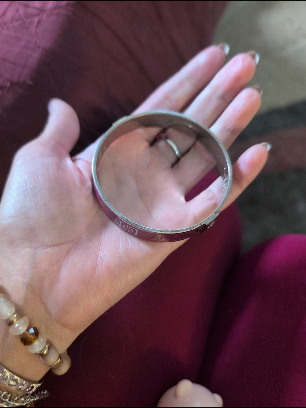 Coach Pink Heart Enamel Bangle Bracelet